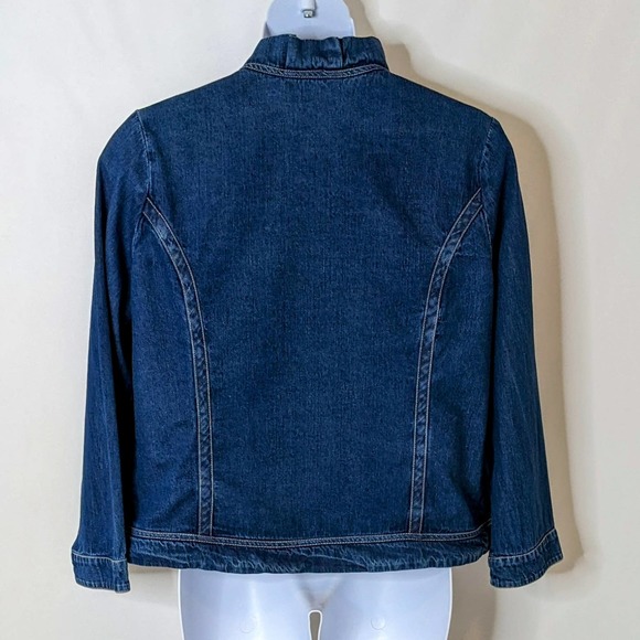Westbound Blue Denim Ruffled Long Sleeve Jacket Women's Size L - Picture 3 of 7